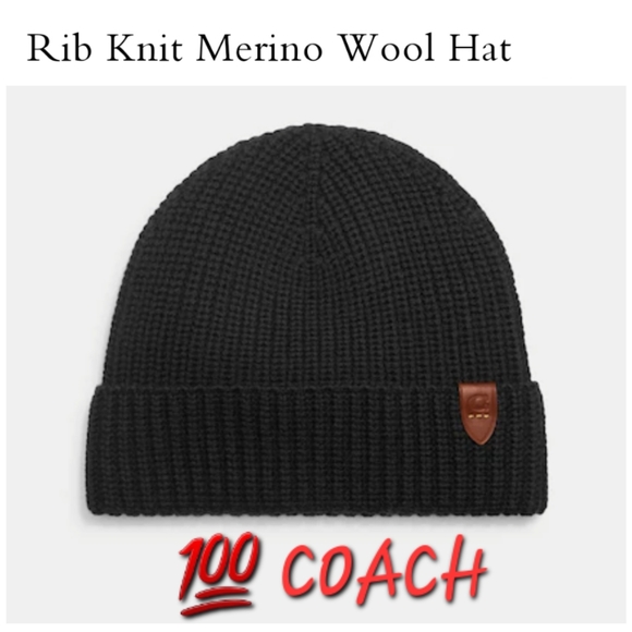 👀50% OFF ❄️NWT‼️ Coach brand Unisex Style Rib Knit Merino Wool Beanie Hat - Picture 1 of 6
